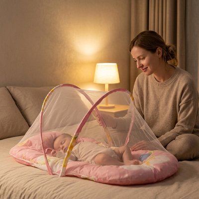 Lit moustiquaire bébé rose confort bébé