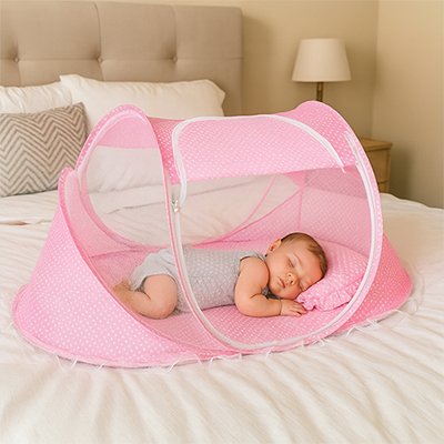Lit moustiquaire bebe rose protection bébé