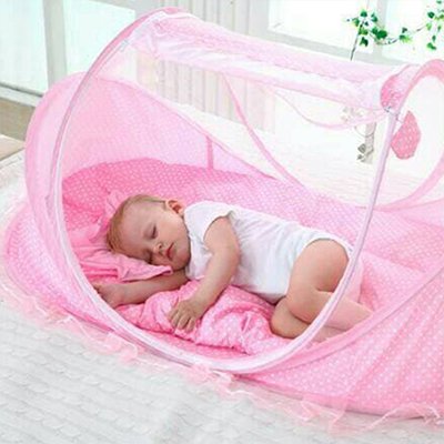 Lit moustiquaire bébé rose