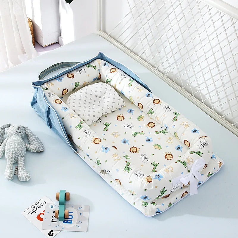 matelas à langer portable animaux bleu