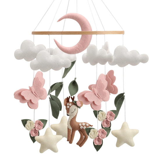 mobile bébé fille papillon rose