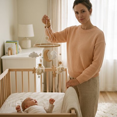Mobile bébé mouton blanc sans support
