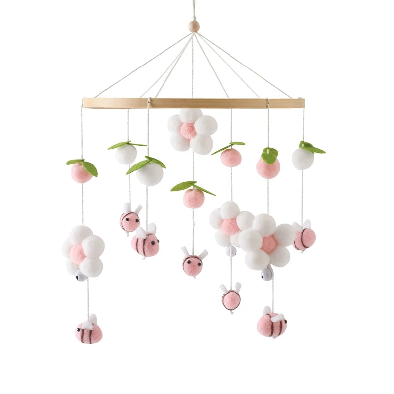 mobile pour lit bebe fleur abeille rose