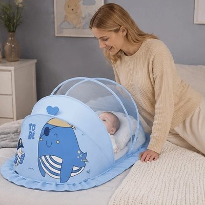 Moustiquaire lit bébé bleu bébé gazouille