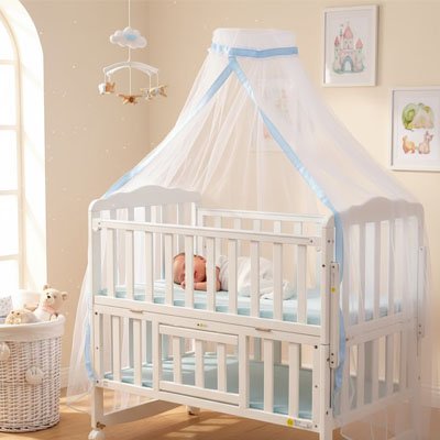moustiquaire lit bébé bleu