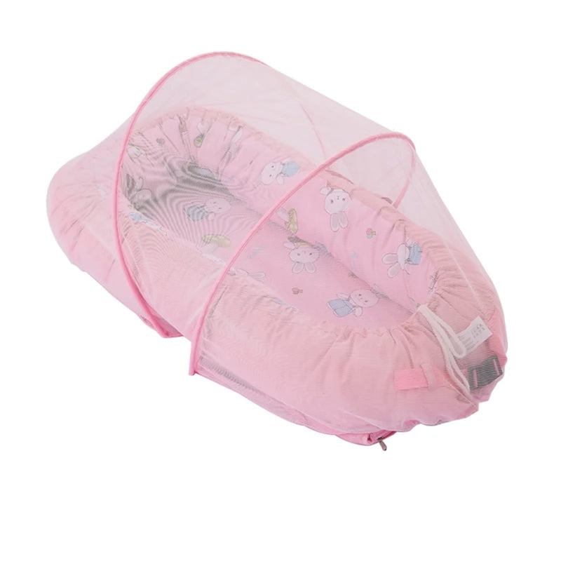 moustiquaire lit bébé rose avec-réducteur de lit