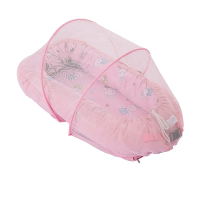moustiquaire lit bébé rose avec-réducteur de lit