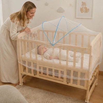 Moustiquaires lit bebe maman assurer son bebe protéger
