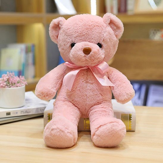 ours en peluche bebe rose clair