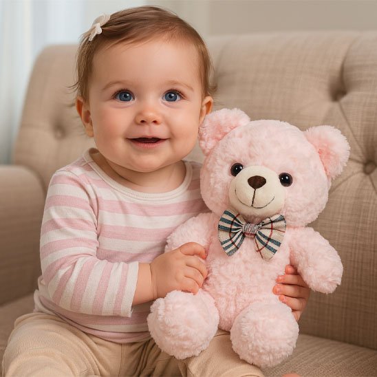 Ours en peluche rose clair