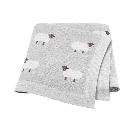 plaid bebe en coton gris mouton 