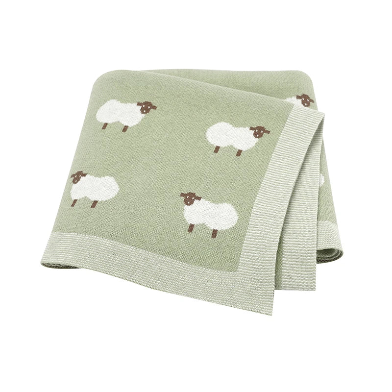 plaid bebe en coton vert mouton