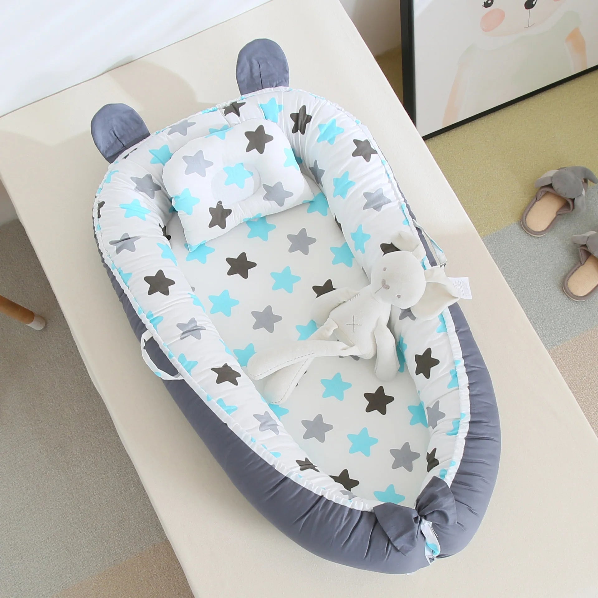 reducteur de lit pour bebe etoile bleu