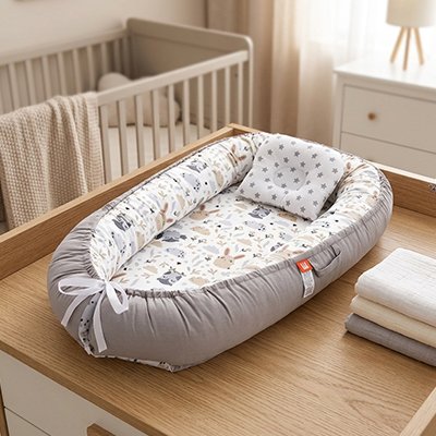 Reducteur de lit pour bébé gris imprimé