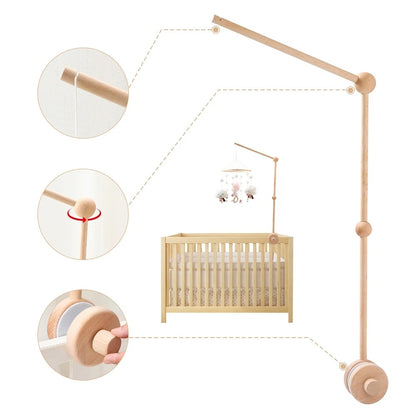 support pour mobile bébé en bois naturel