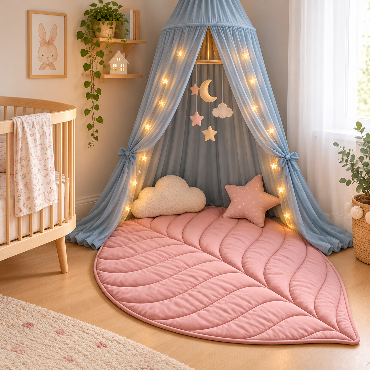  tapis de sol bébé forme feuille rose clair