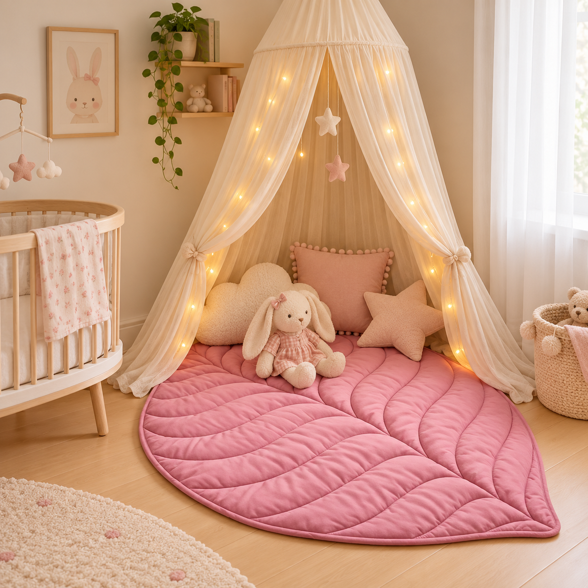  tapis de sol bébé forme feuille rose