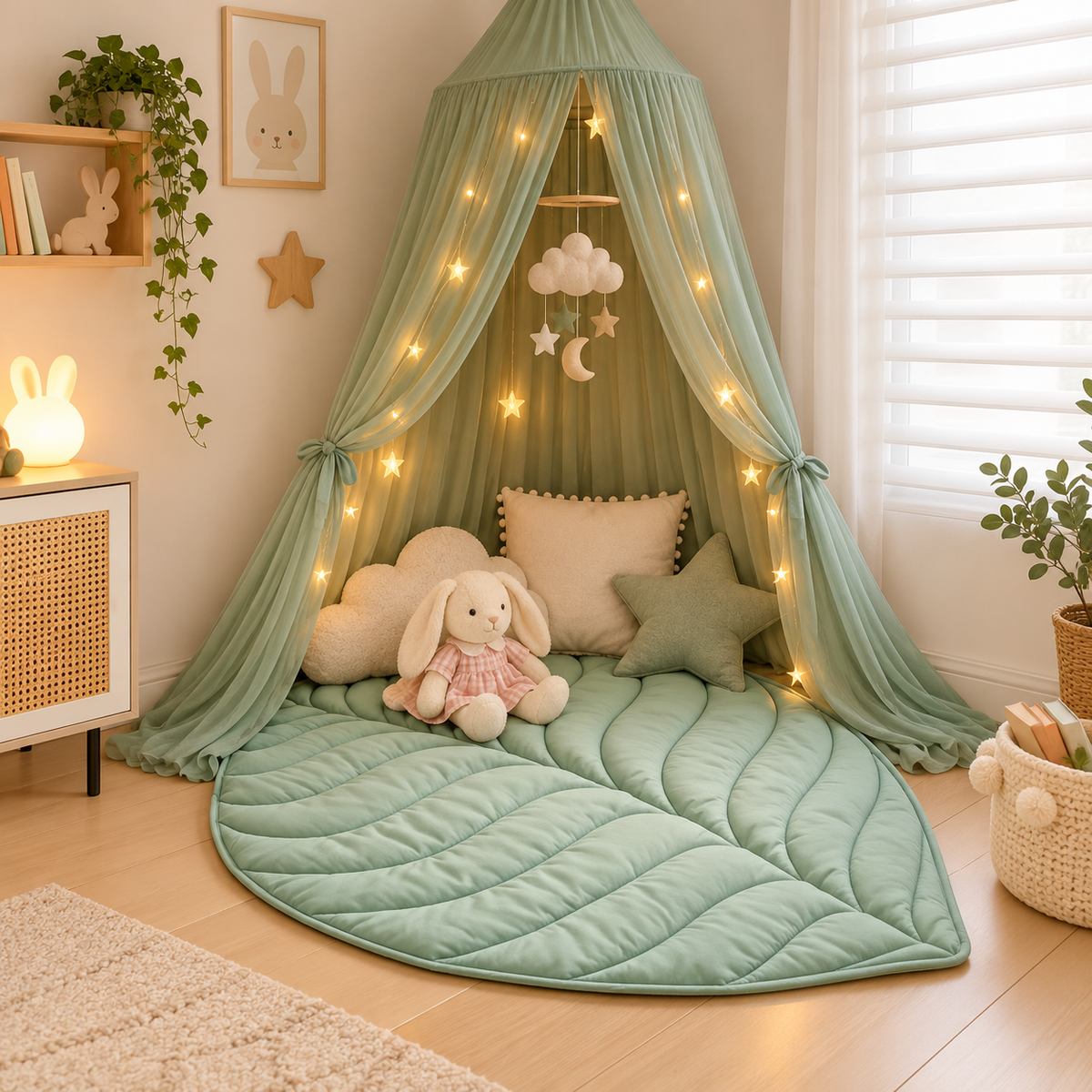  tapis de sol bébé forme feuille vert
