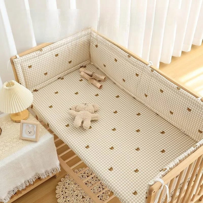 tour de lit bebe beige carreaux