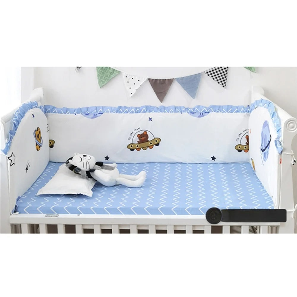  tour de lit bébé complet 5 pièces bleu blanc
