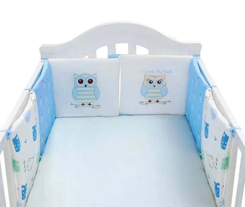 tour de lit bébé hibou bleu
