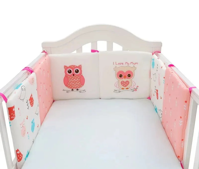tour de lit bébé hibou rose