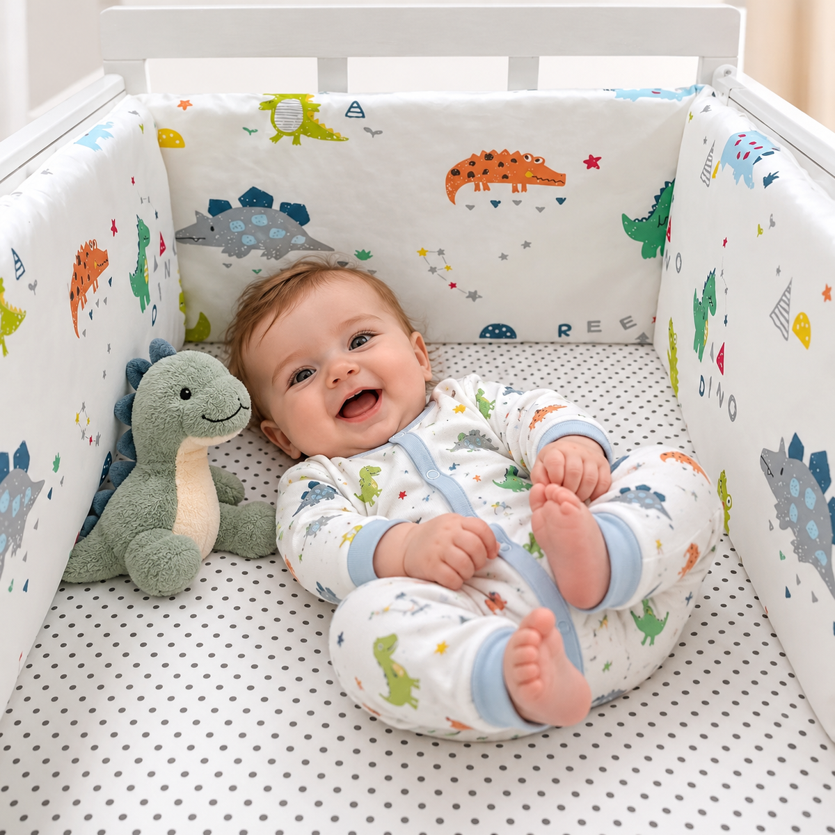 tour de lit bébé nourrisson joyeux dans berceau
