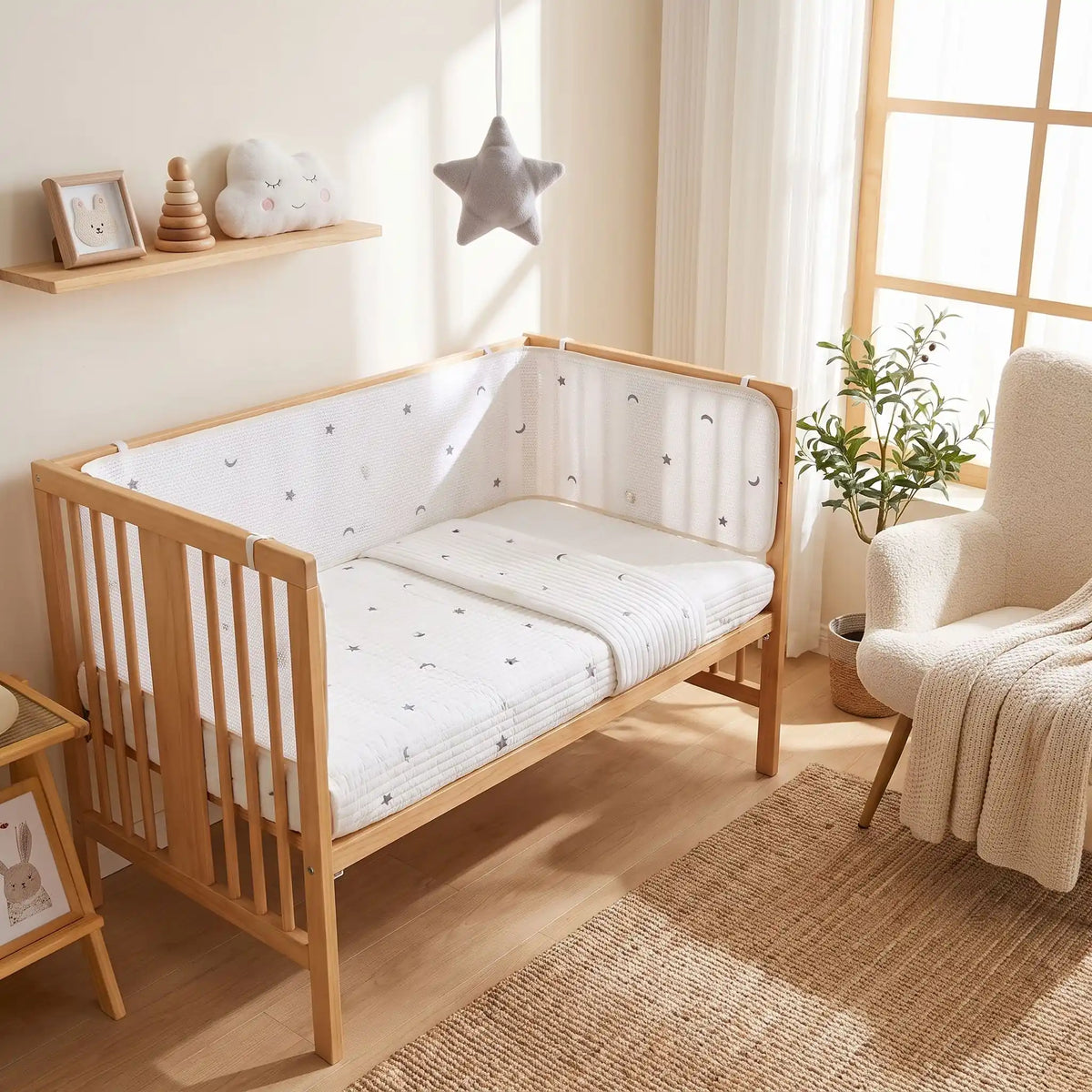  tour de lit bébé respirant blanc imprimé