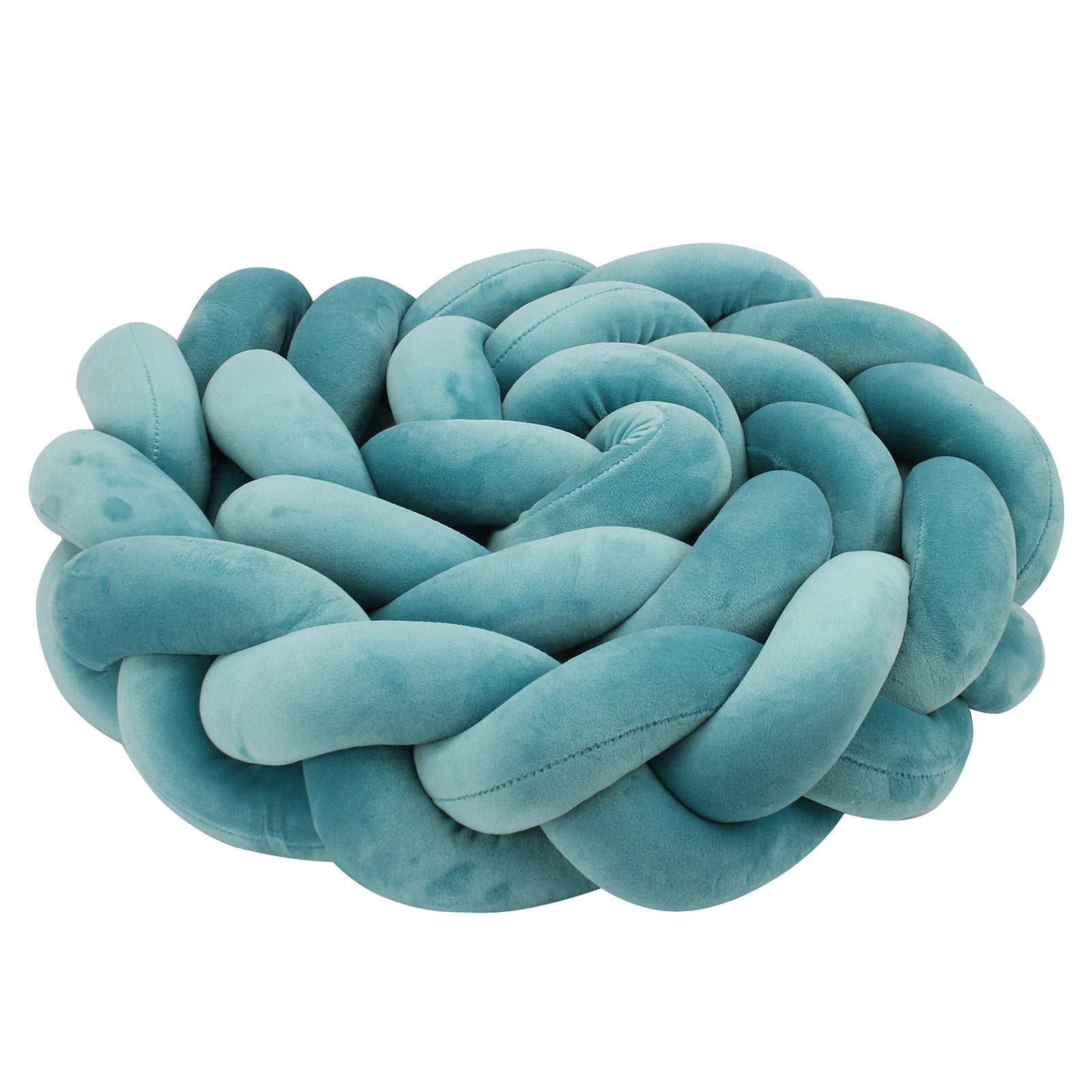 tour de lit bebe tresse plier rond bleu turquoise