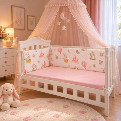  tour de lit pour bébé fille imprimé montgolfières