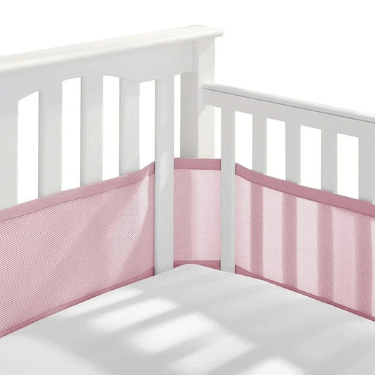 tour de lit respirant 4 cotes rose