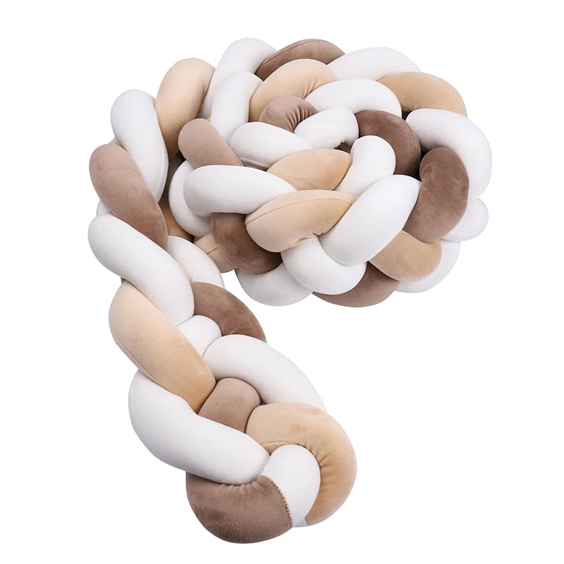 tour de lit tresse 4brins marron blanc beige