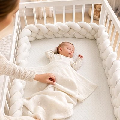 Tour de lit tressé bebe-dort-maman-mets-couverture