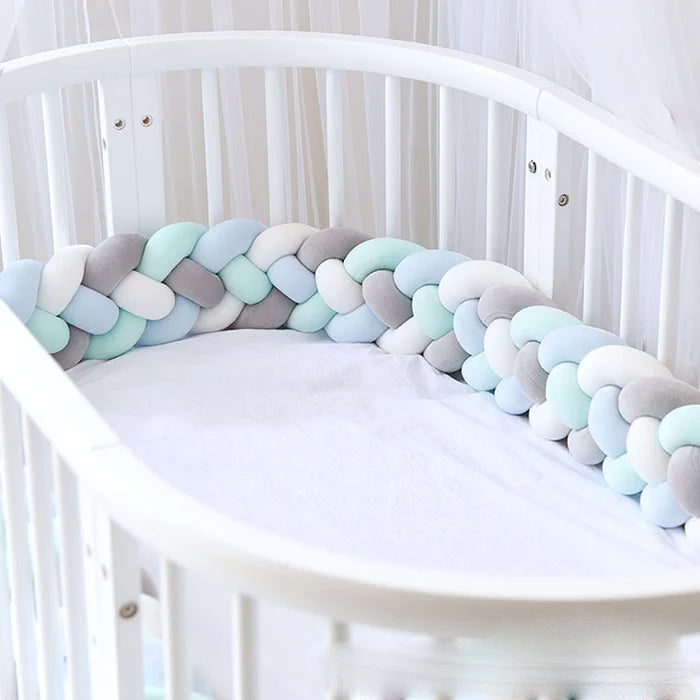 tour de lit tresser  4brin gris bleu blanc