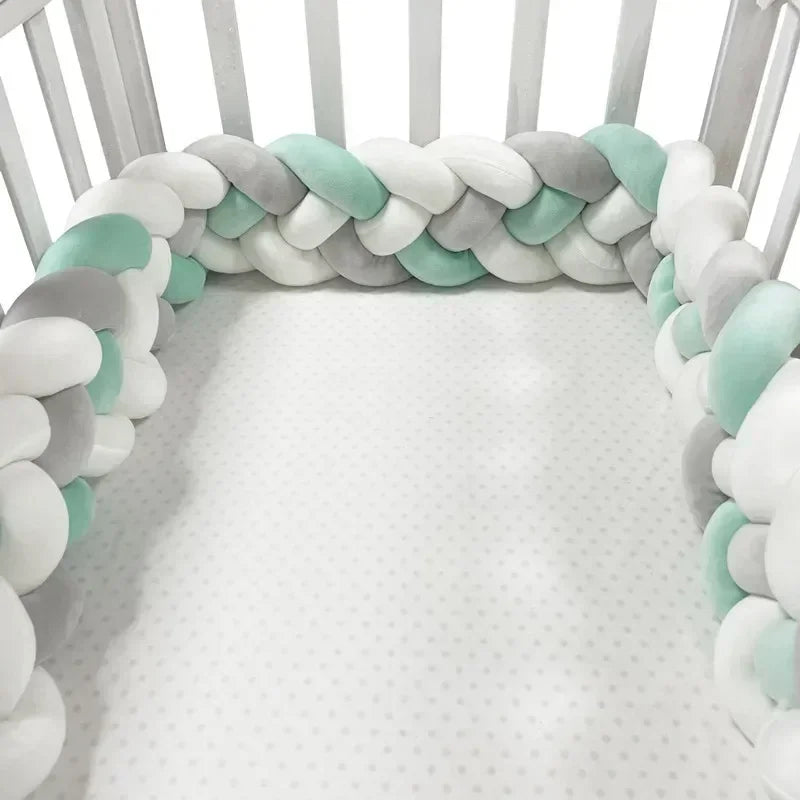 tresse de lit bebe 4brins gris blanc vert