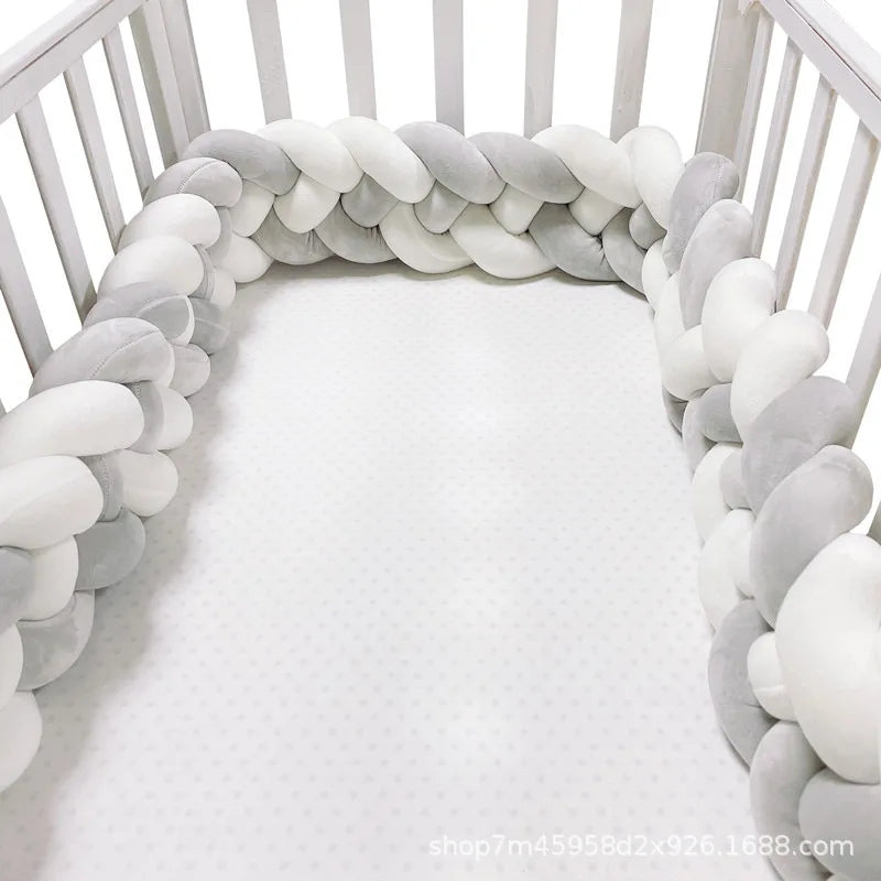 tresse de lit bebe 4brins gris blanc