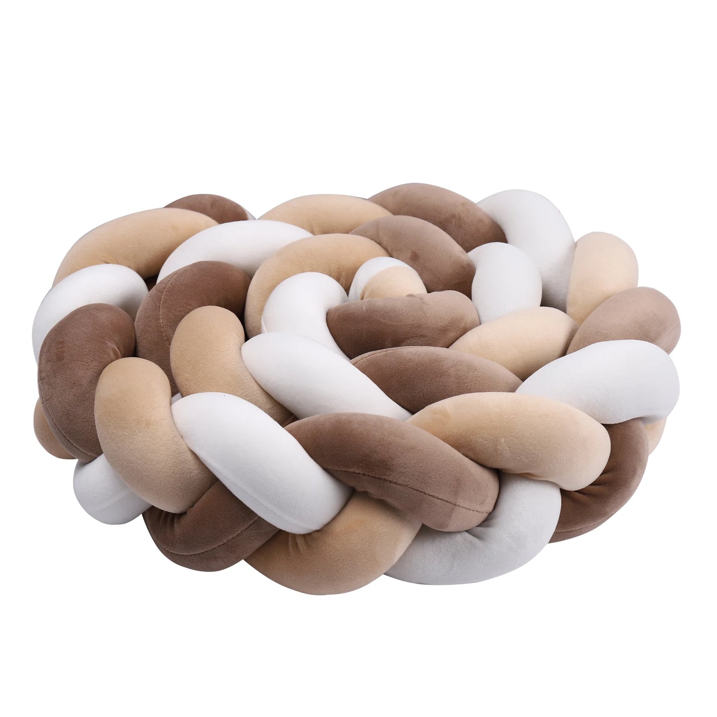 tresse de lit bebe plier rond marron blanc