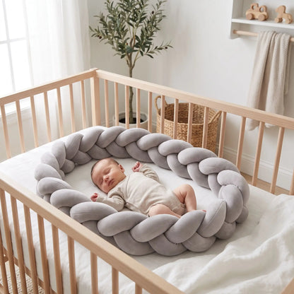 tresse de lit gris bébé dort confortablement