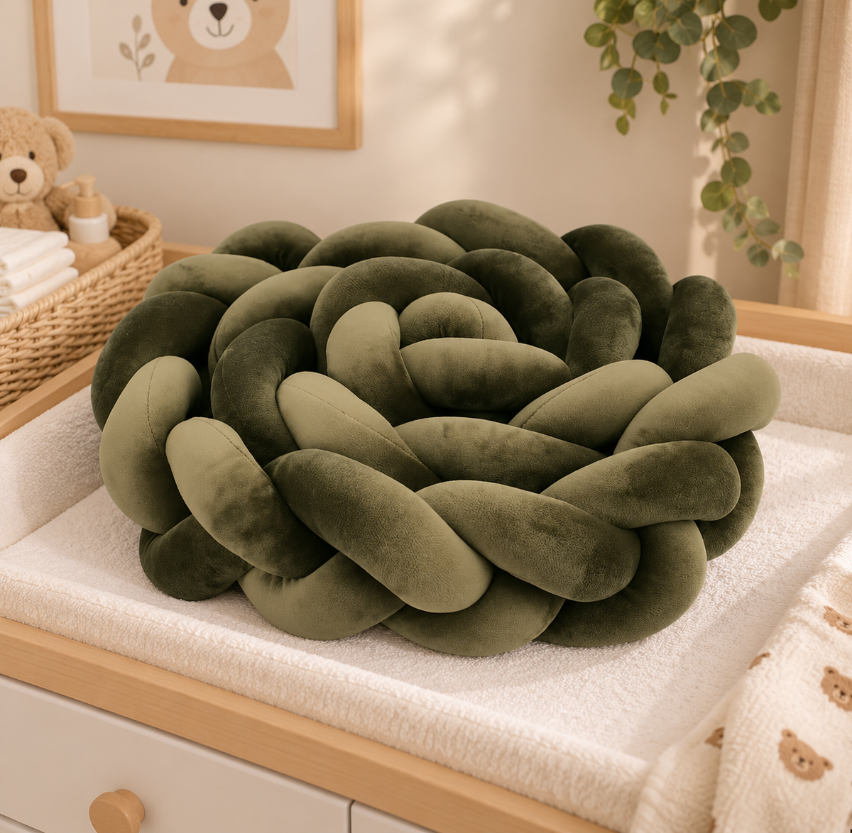 tresse de lit vert olive