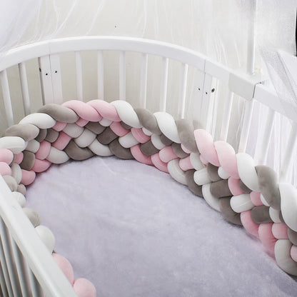 tresse pour berceau 6brins gris blanc rose