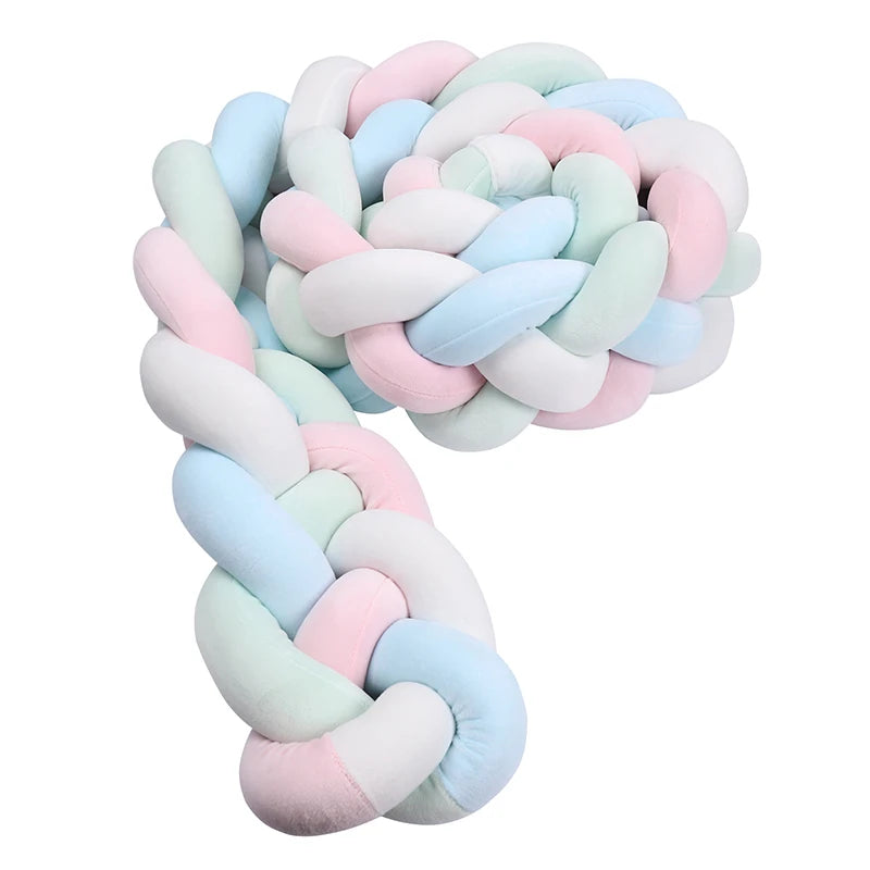 tresse tour de lit 4brins bleu blanc rose vert