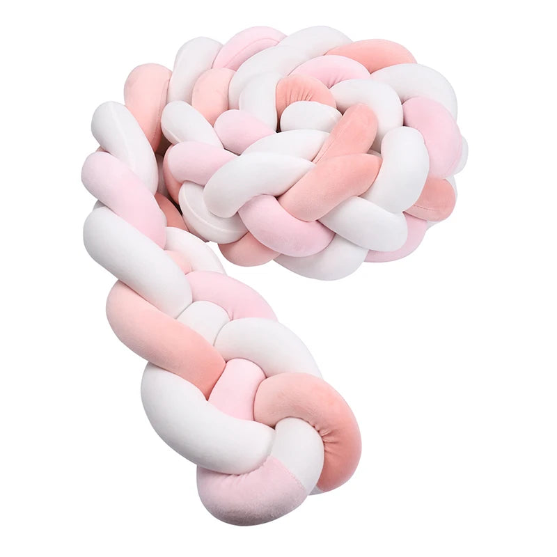 tresse tour de lit 4brins rose blanc corail