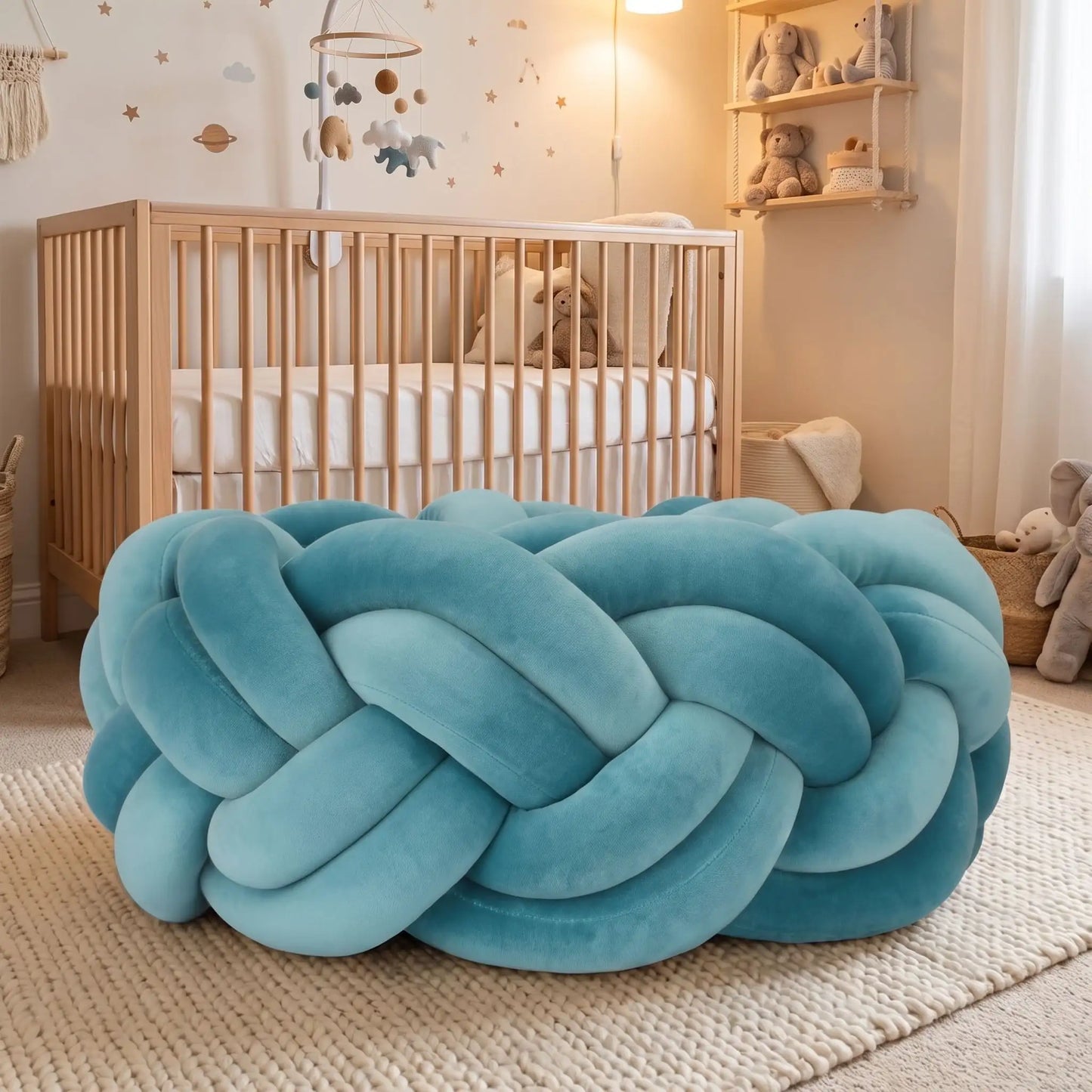tresse de lit 4mettre 4branches bleu turquoise
