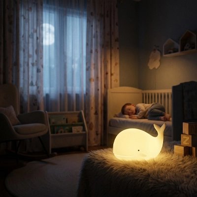 Veilleuse baleine lumière jaune clair