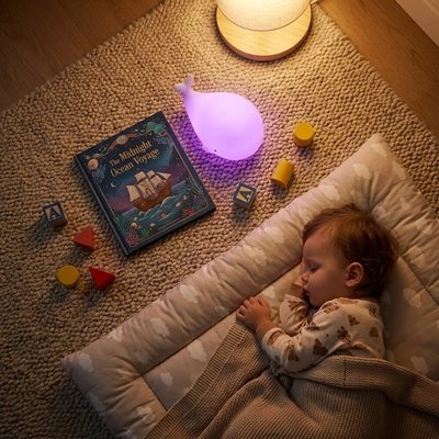 Veilleuse baleine lumière violet