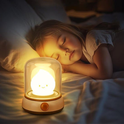Veilleuse bébé allumée petite fille dort paisiblement