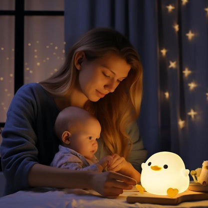 Veilleuse bébé canard bebe sa maman amuse avec éclairages