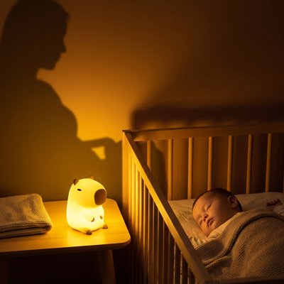 Veilleuse bébé capybara bébé dormir avec lumière douce