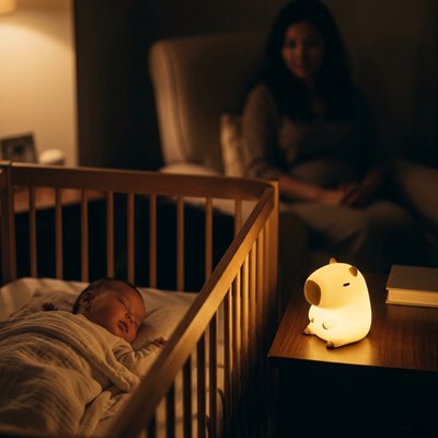 Veilleuse bébé capybara bébé dort paisiblement maman surveille