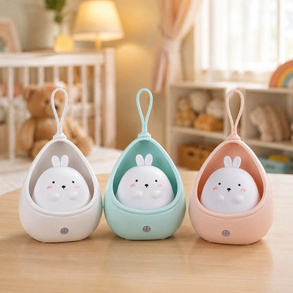 Veilleuse bébé lapin blanc bleu rose